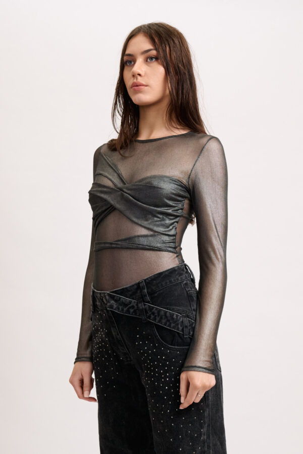 Bodysuit drapeado- Negro - Image 3