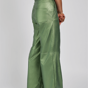 Olive Green Metallic Baggy Pants