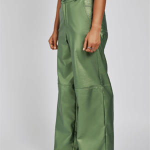 Olive Green Metallic Baggy Pants