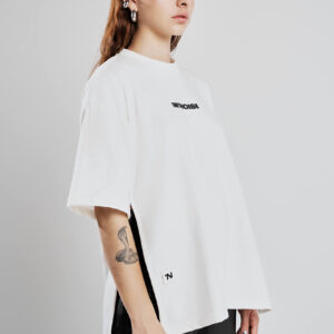 Oversized T-shirt with slit- White