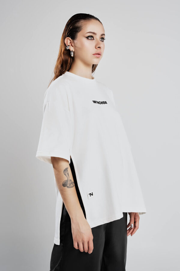 Oversized T-shirt with slit- White