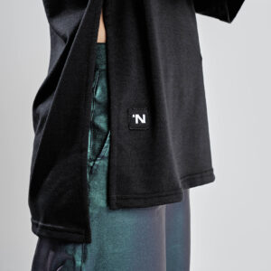 Oversized T-shirt with slit- Black