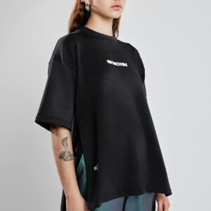 Oversized T-shirt with slit- Black