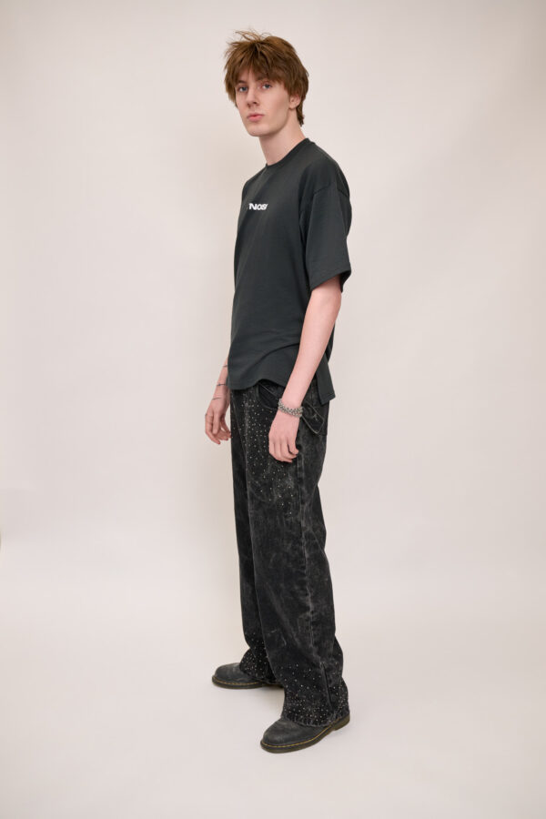 Black Washed Denim Pants - Image 4