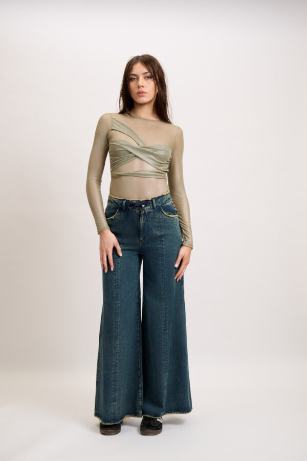 Blue Wide Denim Pants - Image 3