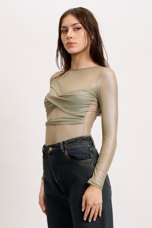 Olive Green Mesh bodysuit