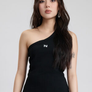 One shoulder Tank Top- Black