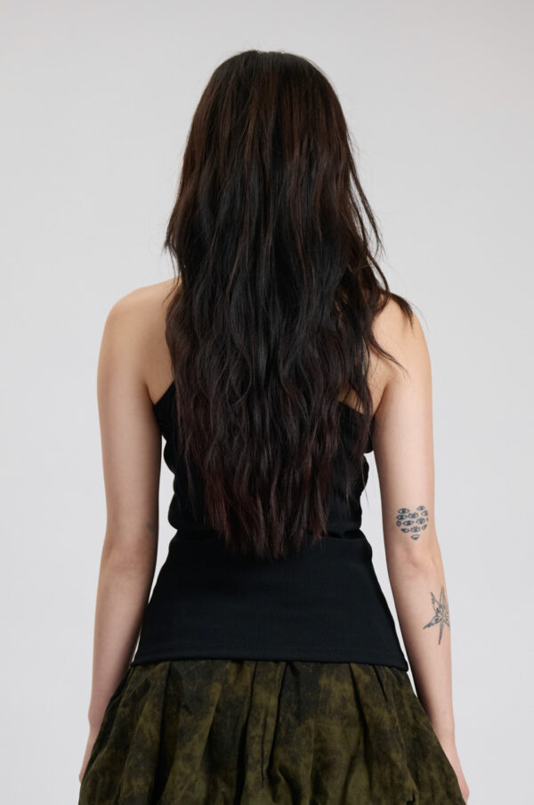 One shoulder Tank Top- Black - Image 3