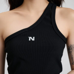 One shoulder Tank Top- Black