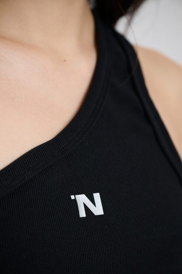 One shoulder Tank Top- Black - Image 4