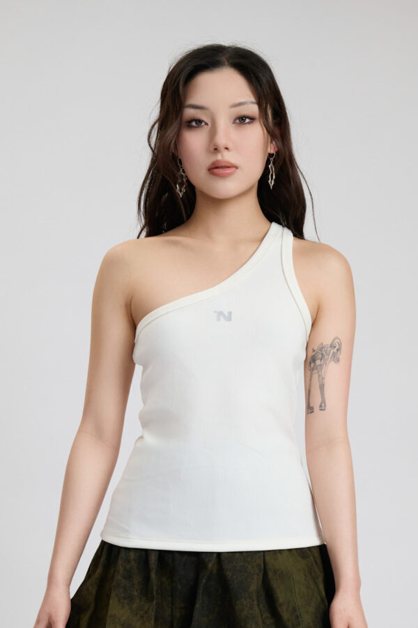 One shoulder Tank Top- Ivory