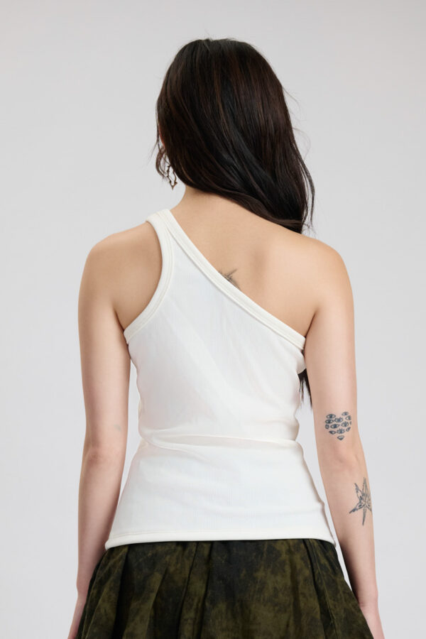 One shoulder Tank Top- Ivory - Image 4