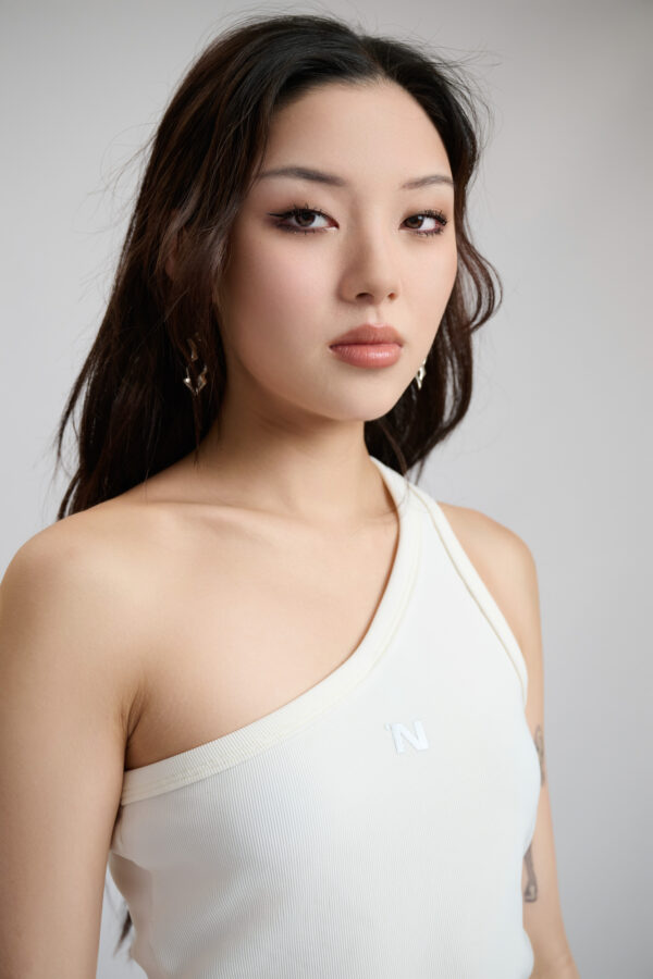 One shoulder Tank Top- Ivory - Image 2